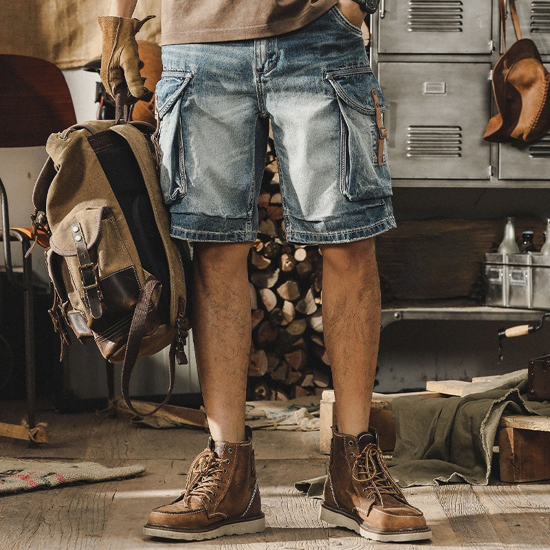 Denim Retro Cargo Shorts - 202306010008_BAS