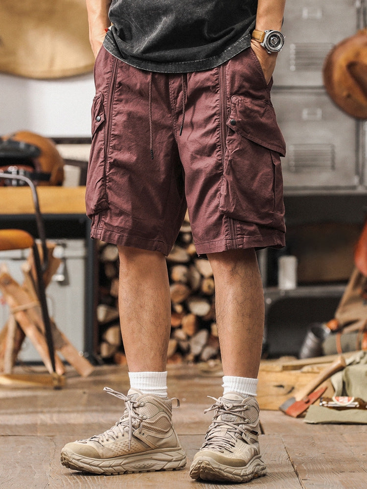 Rugged Retro Elasticated Waist Cargo Shorts - M202404281256_BRO