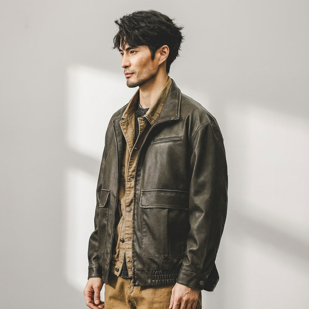 Maverick Moto Jacket in Grey Green