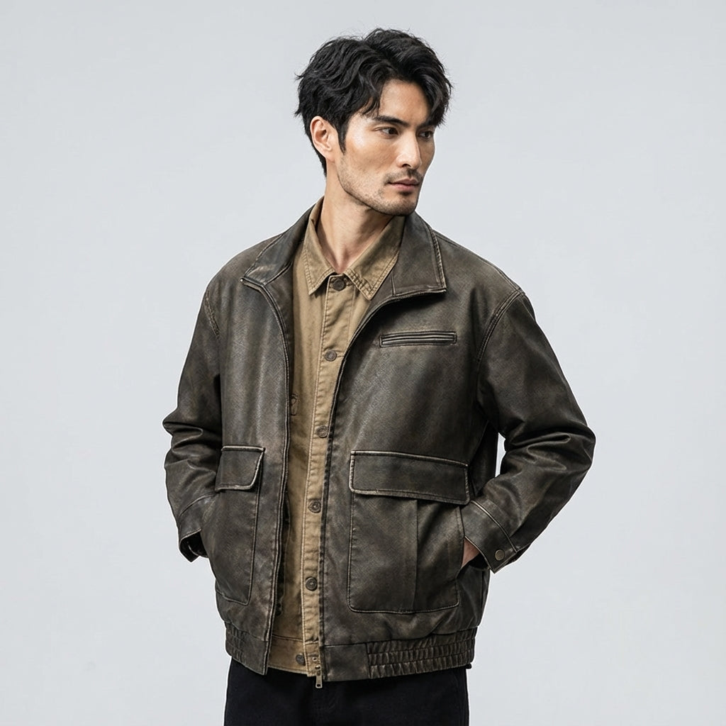 Maverick Moto Jacket in Grey Green