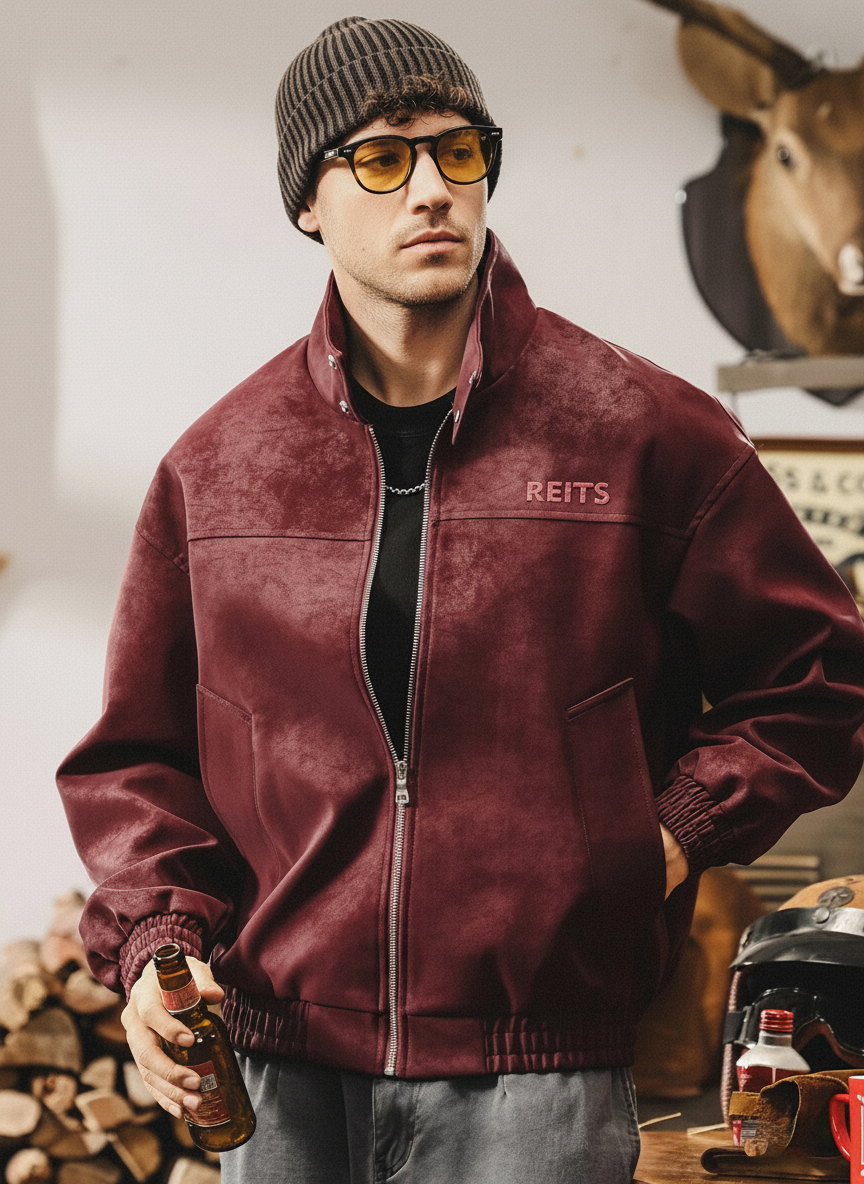 Tie-Dye Distressed Leather Jacket