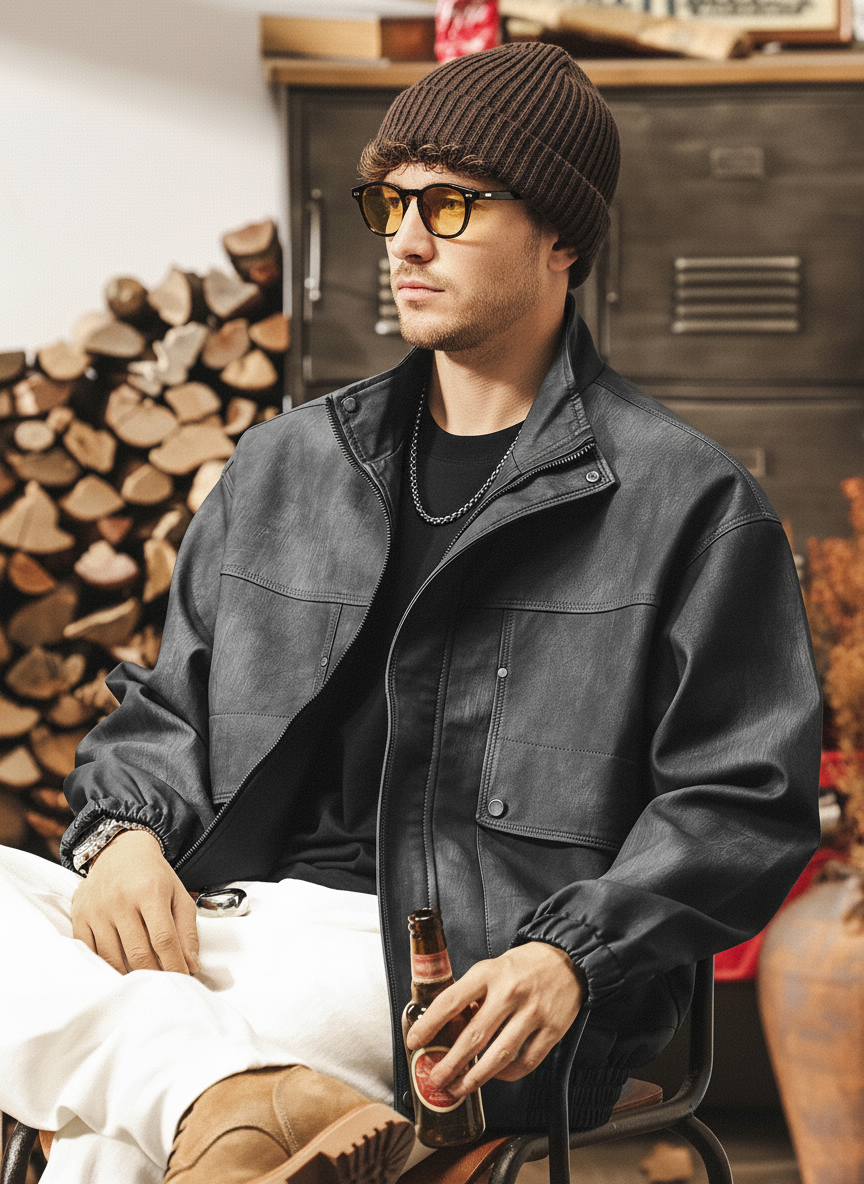 Distressed Leather Jacket