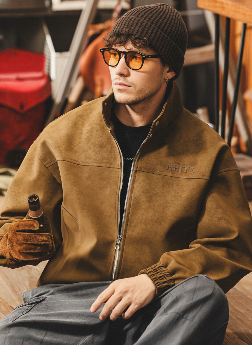 Tie-Dye Distressed Leather Jacket