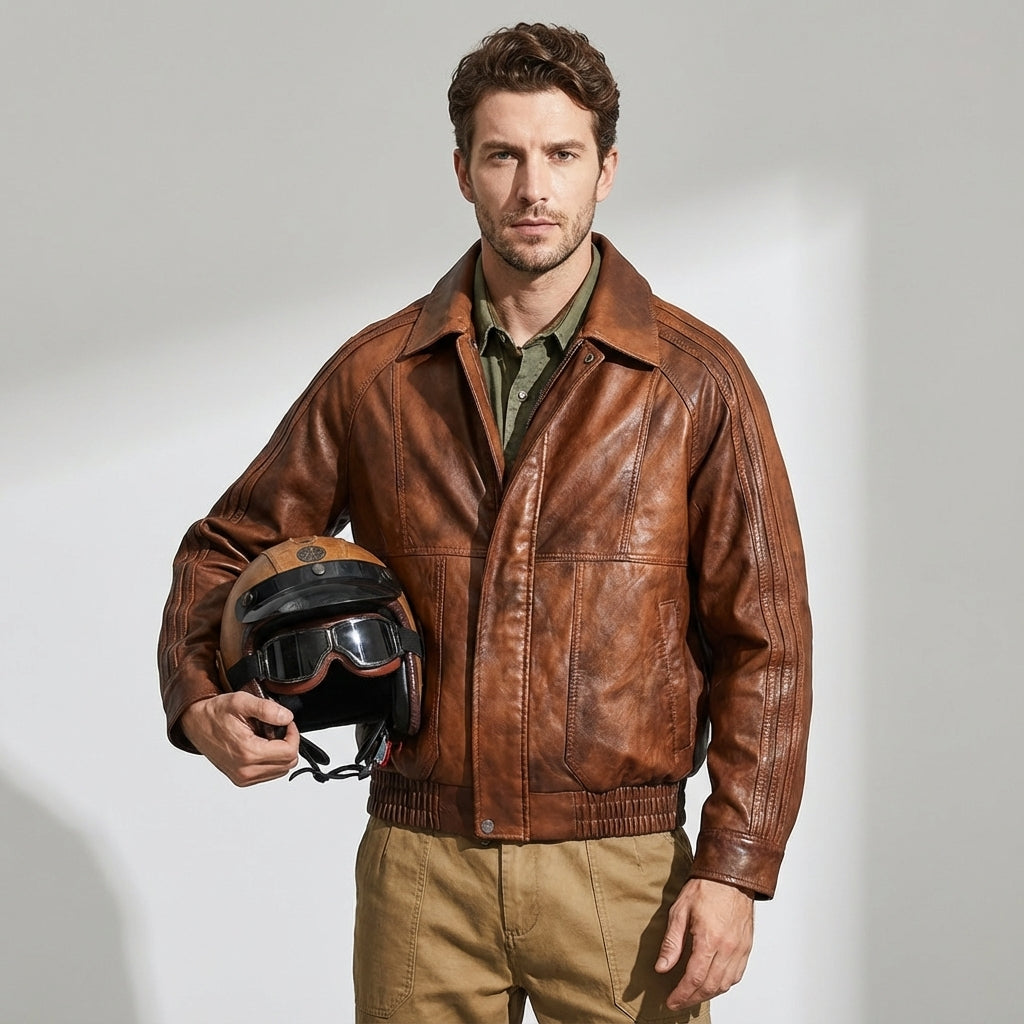 Cognac Cruiser Jacket in Mud Red