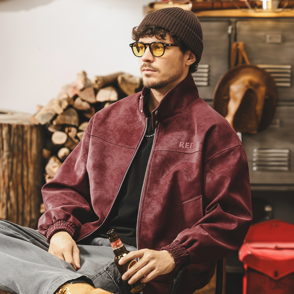 Tie-Dye Distressed Leather Jacket