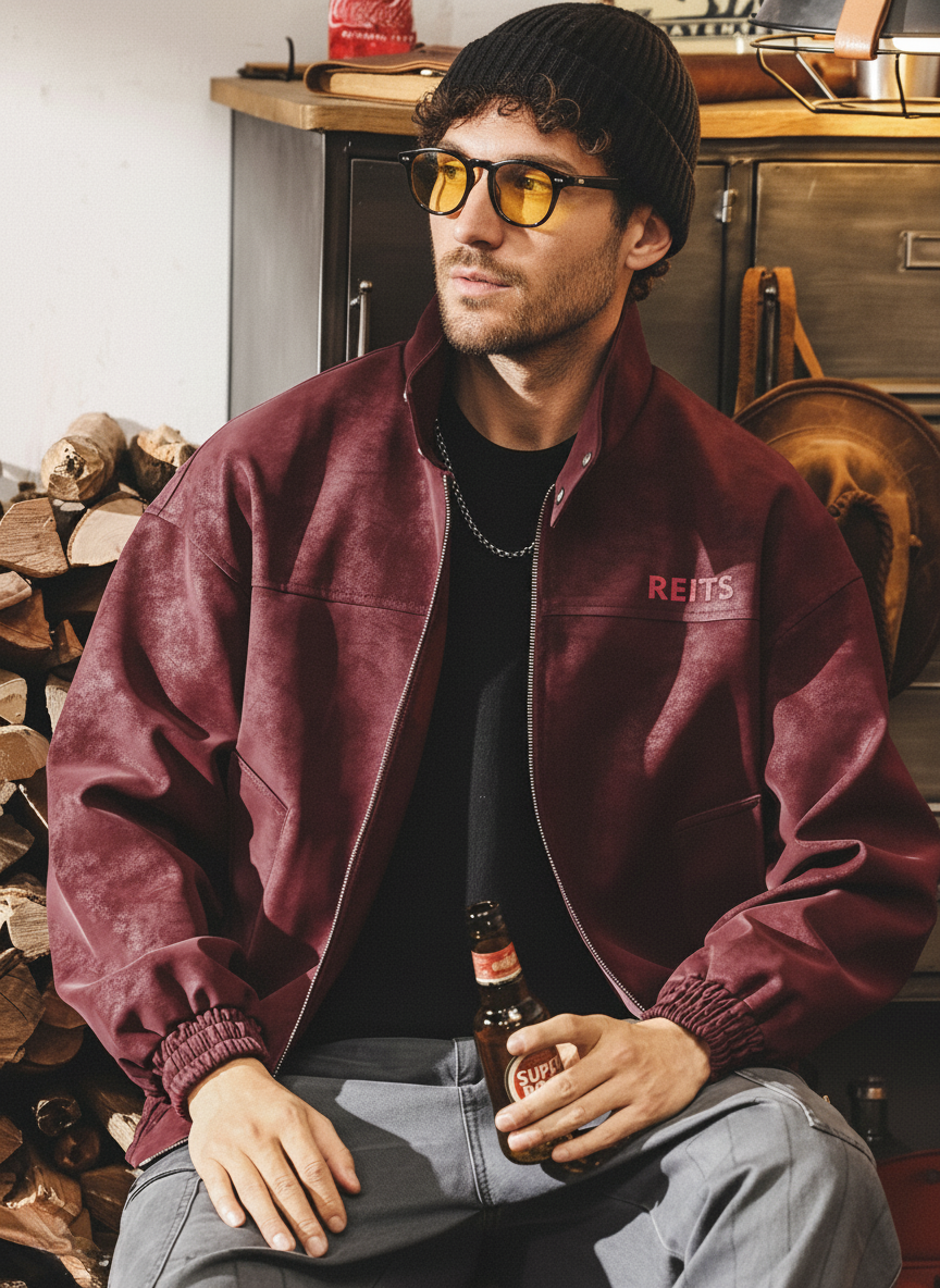 Tie-Dye Distressed Leather Jacket