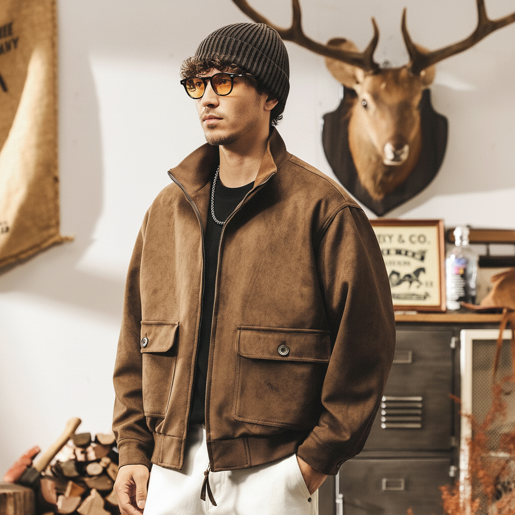 Suede Mocha Bomber Jacket