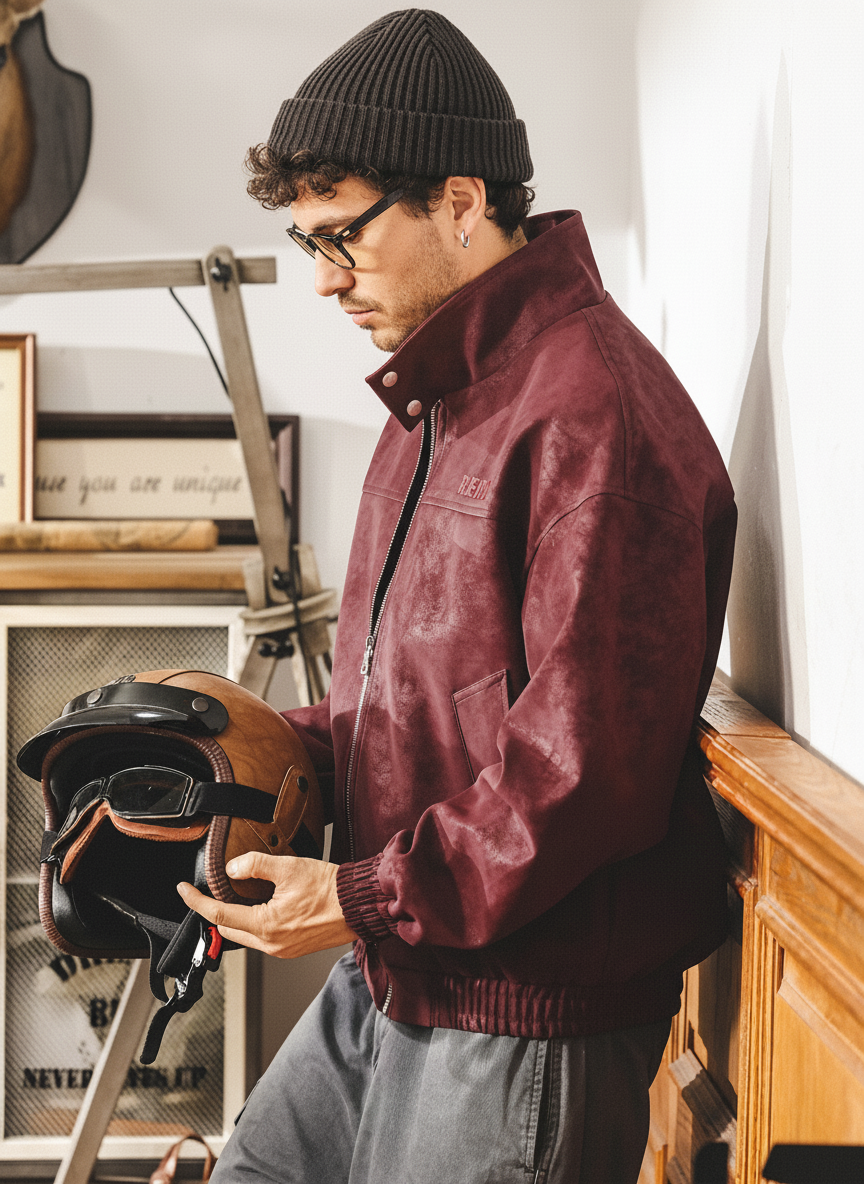 Tie-Dye Distressed Leather Jacket