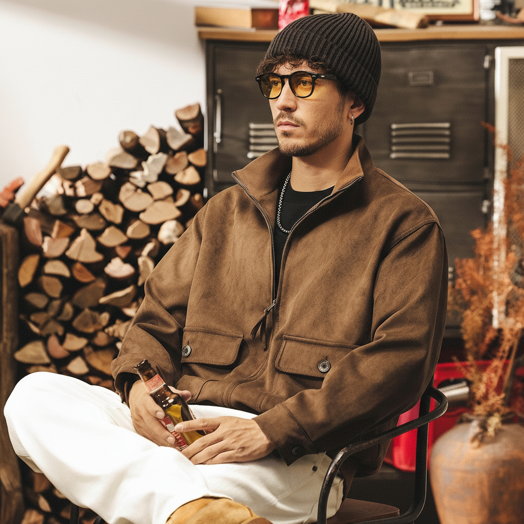 Suede Mocha Bomber Jacket