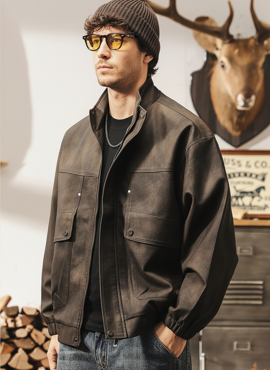 Distressed Leather Jacket