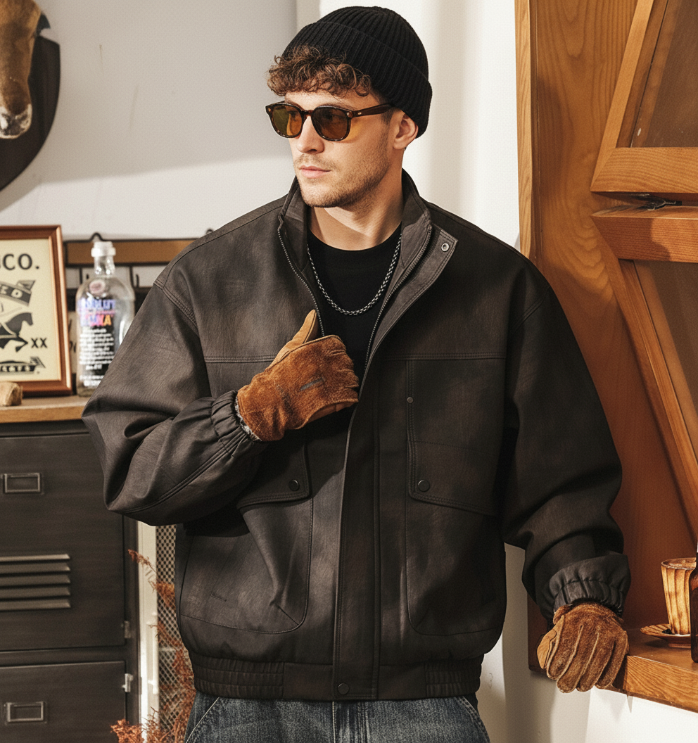 Distressed Leather Jacket