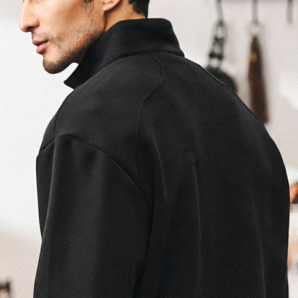 Half-Zip Fleece 380 GSM Jacket in Black