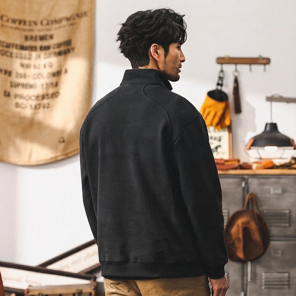 Half-Zip Fleece 380 GSM Jacket in Black